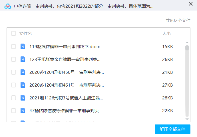 电信诈骗一审判决书,包含2021和2022的部分一审判决书,具体范围为: 案由:诈骗罪;文书类型:刑事一审判决书;全文包含:电信网络诈骗。