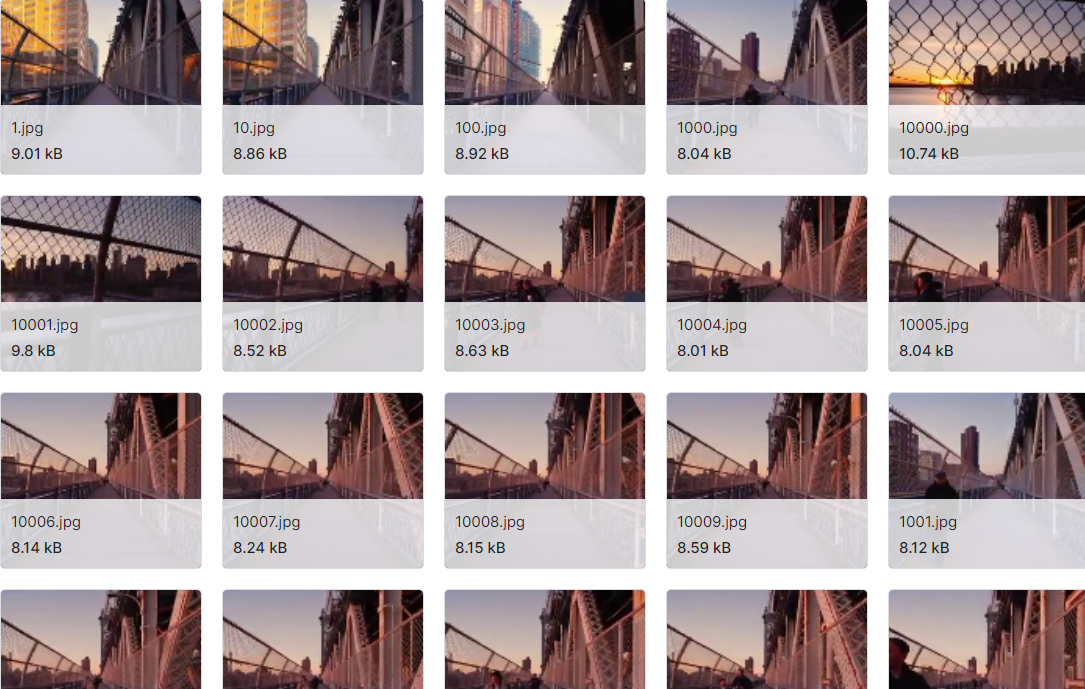 从城市湖泊和山脉的录像中收集的照片数据集