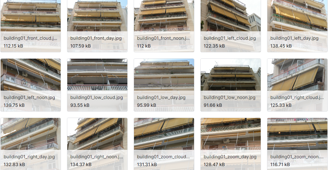 雅典60栋建筑的900张照片数据集