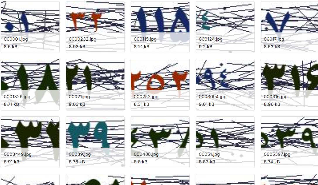 30000标记的波斯数字验证码图片数据集