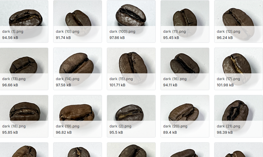 每种种子烘焙咖啡豆的多类分类数据集