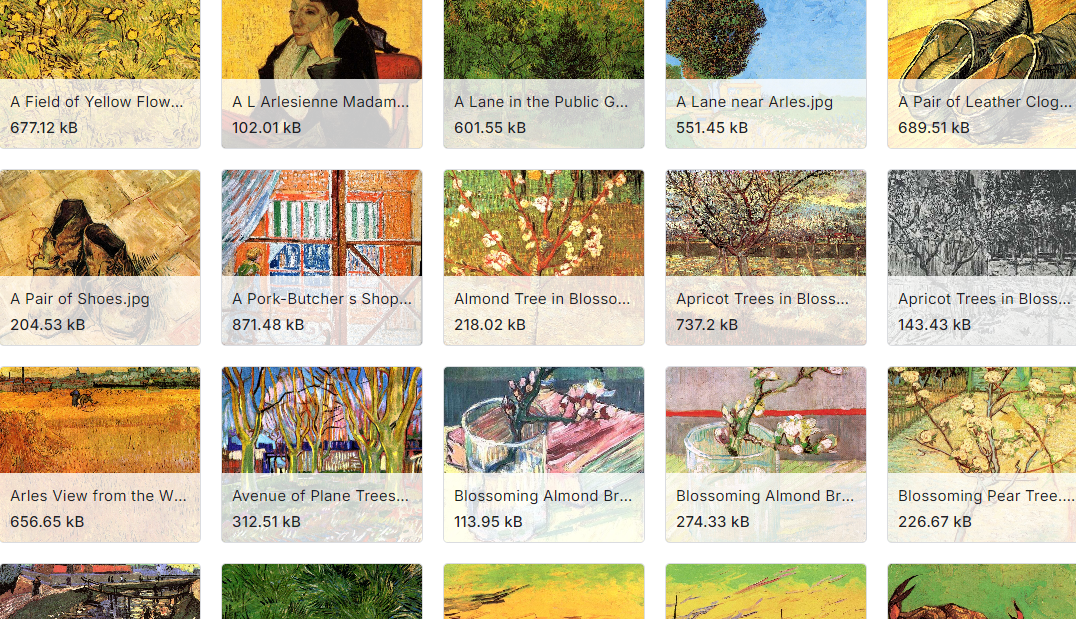 梵高的艺术作品样本图片数据集