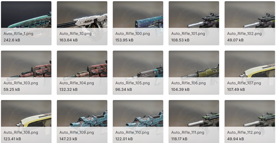 《命运2》中所有武器的高清图片数据集