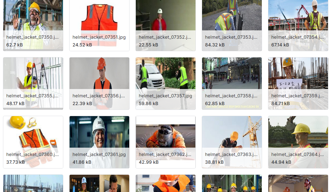 佩戴安全帽和反光夹克的个人图像数据集