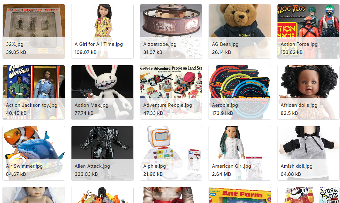 1970年至2010年的玩具图像数据集