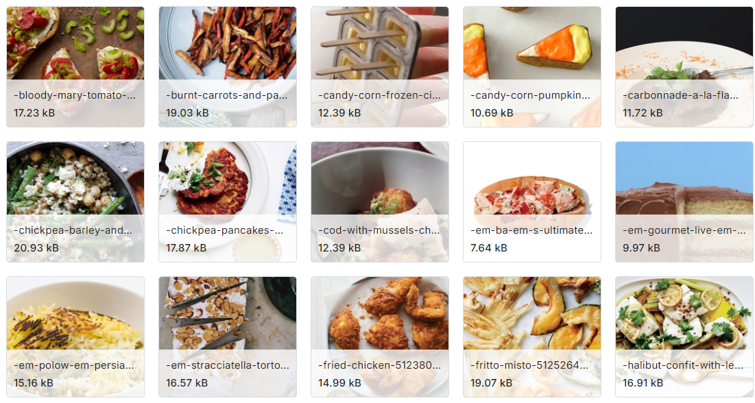 带图像的食品配料和配方数据集