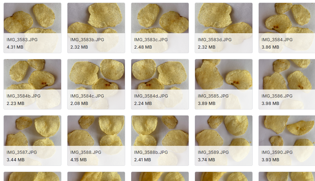 来自3家制造商的300张独特的加拿大薯片图片数据集