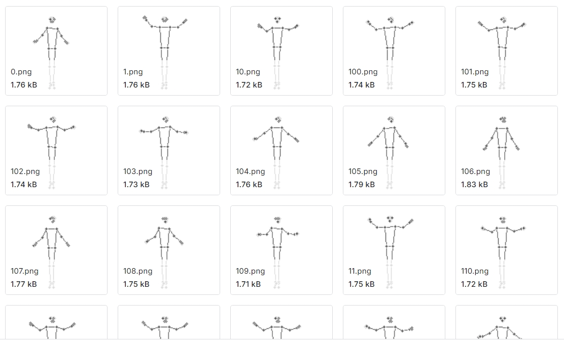 人们进行各种体育锻炼的骨骼图像数据集