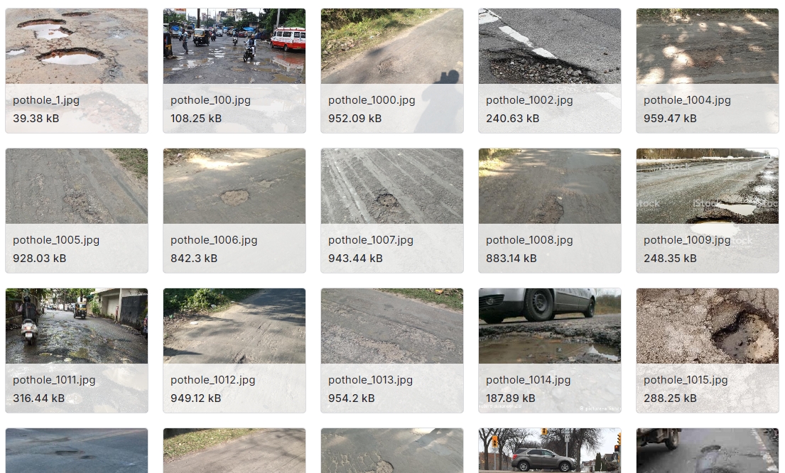 用于目标检测任务的注解坑洞图像数据集