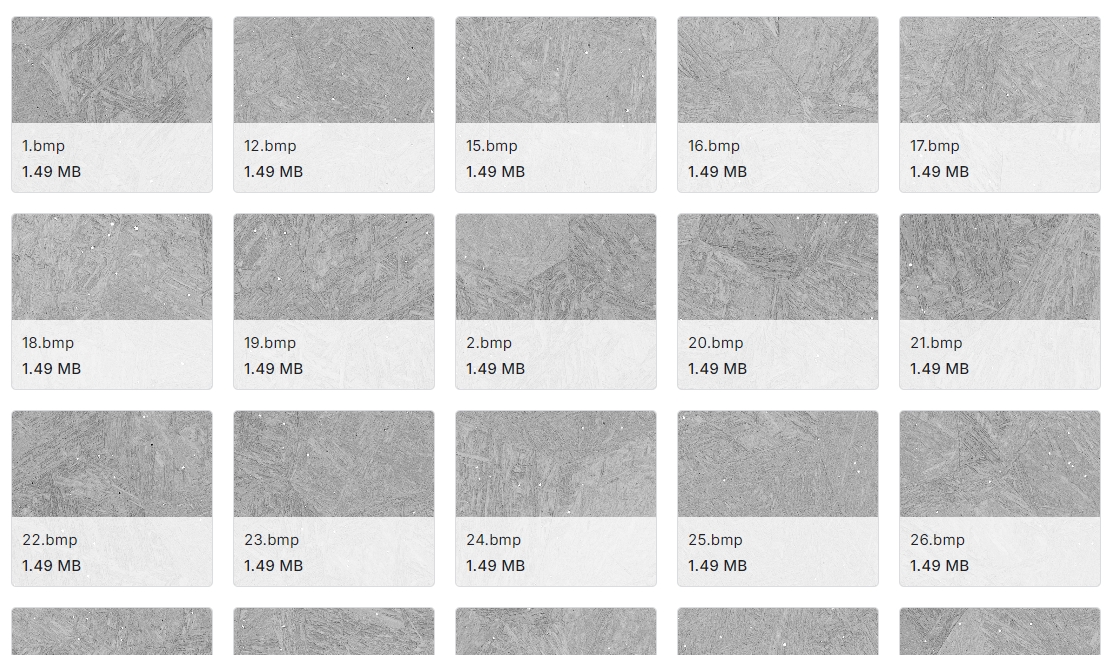 包含钢材和性能的微观结构图像数据集