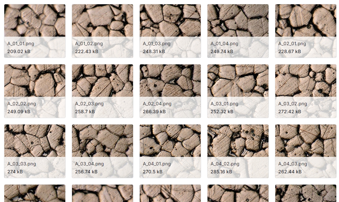 显微镜下的不锈钢颗粒图像数据集