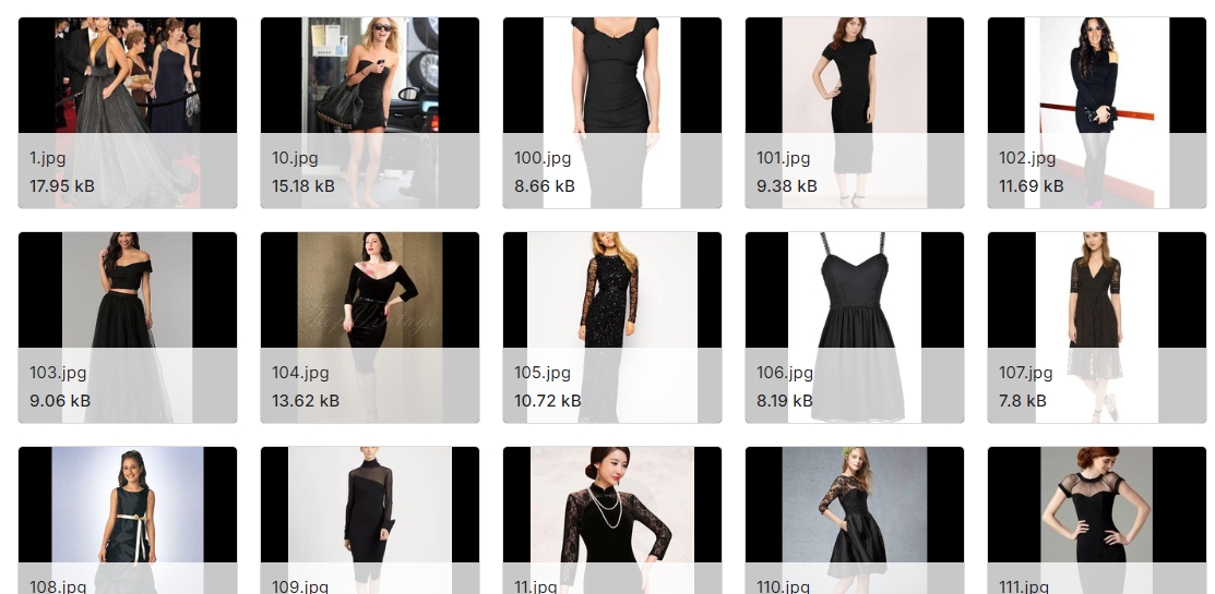 8个不同颜色的服装类别图像数据集