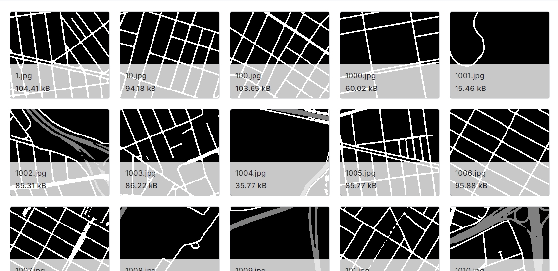 谷歌地图卫星图像和道路二值掩膜数据集