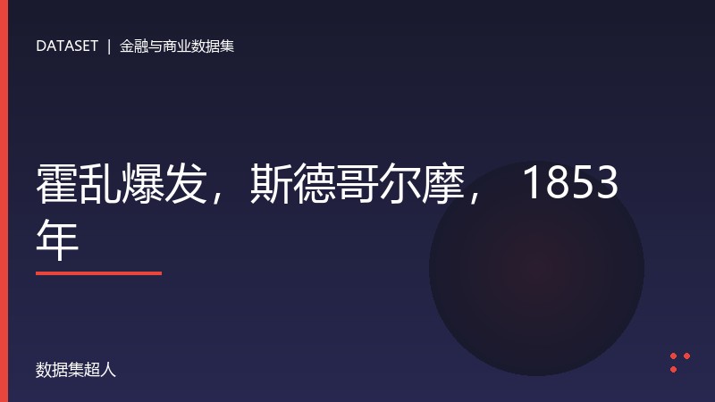 霍乱爆发，斯德哥尔摩， 1853年数据集