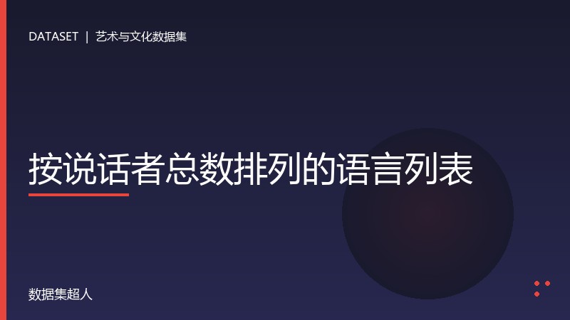 按说话者总数排列的语言列表数据集